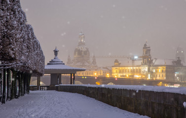 Schneegestöber in Dresden