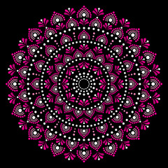 Mandala dot painting vector design, Aboriginal dot art style, Australian folk art boho style