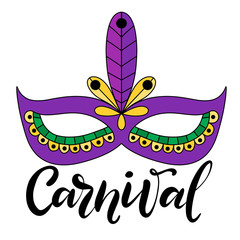Vector hand drawn lettering illustration eps10 for Mardi gras carnival