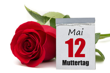 Muttertag 12.Mai / Kalender mit roter Rose