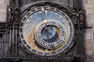 Famous medieval astronomical clock in Prague, Czech Republic