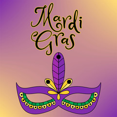 Vector hand drawn lettering illustration eps10 for Mardi gras carnival