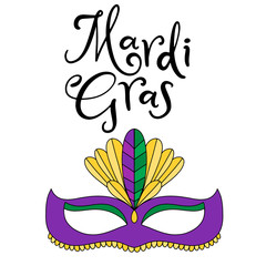 Vector hand drawn lettering illustration eps10 for Mardi gras carnival