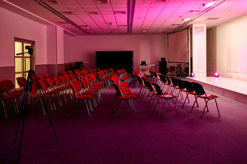 conference hall or seminar room background with projection light theatre