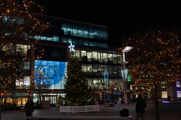 Guildhall square in Southampton on Christmas night