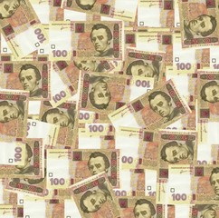 Two hundred Ukrainian hryvnia banknotes in black purse.