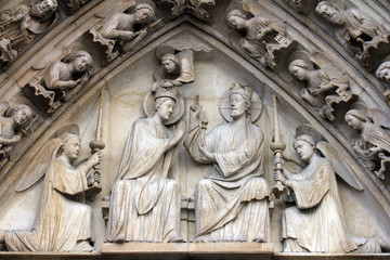 Fototapeta na wymiar Notre Dame Cathedral, Paris. The Portal of the Virgin