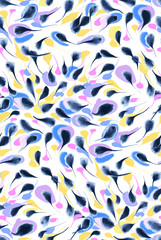 Abstract feathers seamless background pattern. Waterclor illustration hand drawn. Vector.