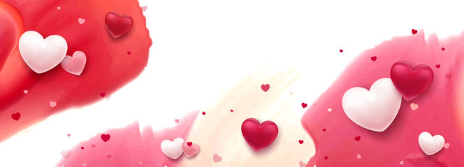 abstrakter Wasserfarben Hintergrund mit Herzen