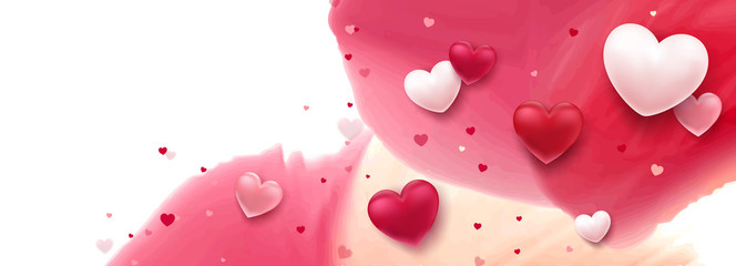 abstrakter Wasserfarben Hintergrund mit Herzen