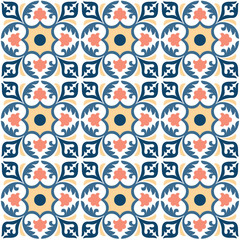 Decorative pattern for the background, tile and textiles. It is assembled from modular parts. Vector. Seamless.