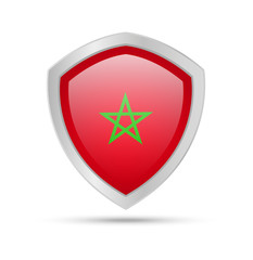 Shield with Morocco flag on white background.