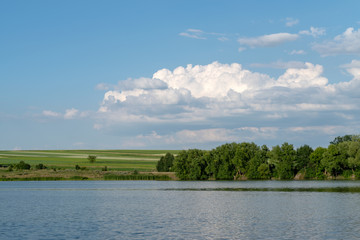 Obraz premium A pond in summer, Khmelnytskyi region, Ukraine