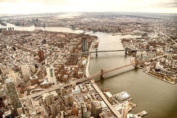 Brooklyn and Manhattan Bridges from the sky, New York City