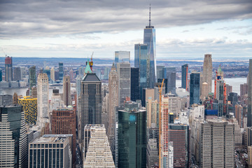 Fototapeta na wymiar New York City from the sky, Manhattan view from helicopter