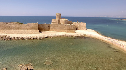Aragonese Fortress in Calabria, Italy. Aerial view on a beautiful sunny morning