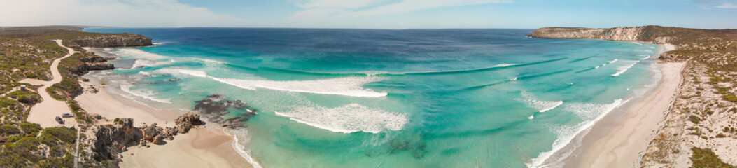 Aerial view of beautiful Pennington Bay in Kangaroo Island, South Australia.