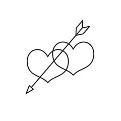 Linear illustration of an icon of two hearts