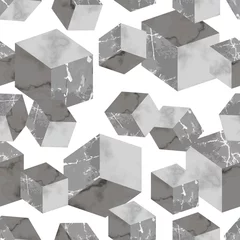 Fototapeten Marble Luxury 3D Geometric Vector Seamless Pattern © kronalux