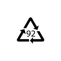 92 mark -  Plastic - Various Metals sign. Metals Recycling Codes Composite Materials sign