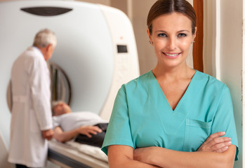 Patient undergoing medical scan at hospital