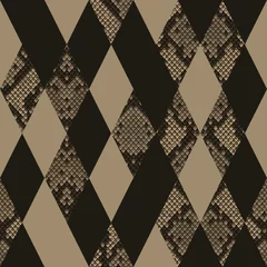 Rolgordijnen Snakeskin Reptile Geometric Seamless Pattern. Vector Background © kronalux