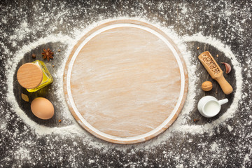 wheat flour and cutting board