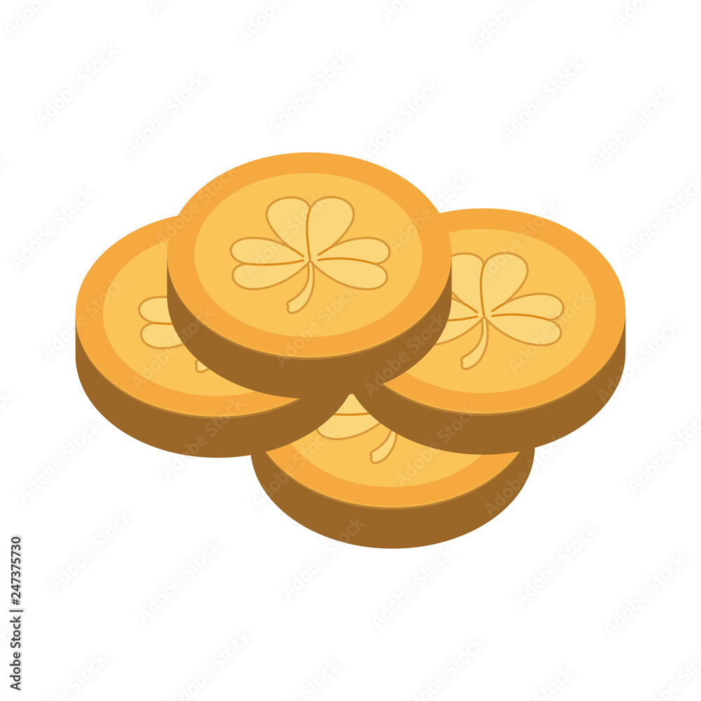 Sticker coin with clover isolated icon