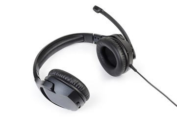 Black wired headset with full size headphones and microphone
