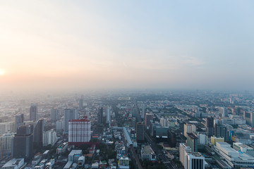 Fototapeta na wymiar Bangkok city building in haze with air pollution PM2.5 problem