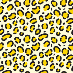 Yellow leopard print. Seamless animal fur texture.