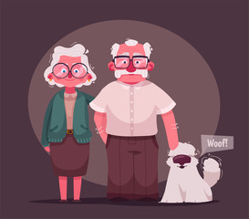 Happy grandparents. Vector cartoon illustration. Grandparents day