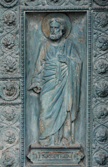 Fototapeta na wymiar Saint Jude, detail of door of Saint Vincent de Paul church, Paris