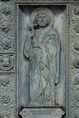 Fototapeta na wymiar Saint Philip, detail of door of Saint Vincent de Paul church, Paris