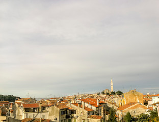 Fototapeta premium Medieval center of the village Rovinji in the morning