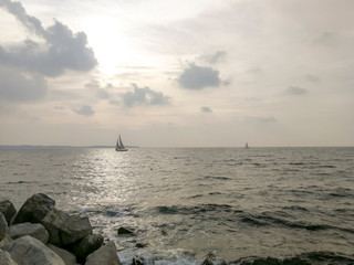 Seacoast of the medieval village Pirano during autumn