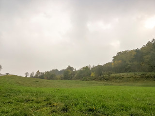 Countryside in the road in the countryside of Karst during autumn