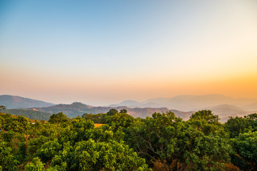 Morning light on the mountains of northern Thailand.