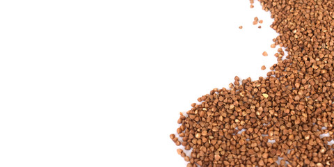 Buckwheat on white background.