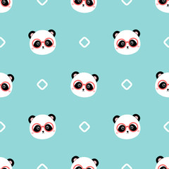 Smart panda seamless pattern
