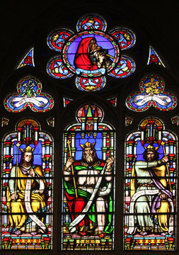Debora (top) and the tribes of Israel, stained glass window from Saint Germain-l'Auxerrois church, Paris