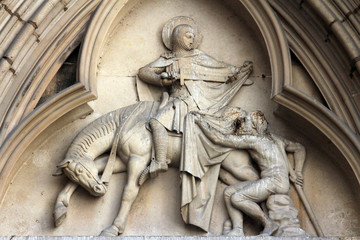 Saint Martin of Tours, bas-relief, church of St. Severin in Paris
