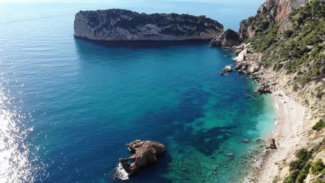 Aerial view of the mediterranean sea in from Valencia Spain.
