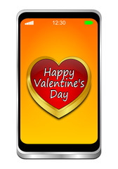 Smartphone with Happy Valentine's Day - 3D illustration