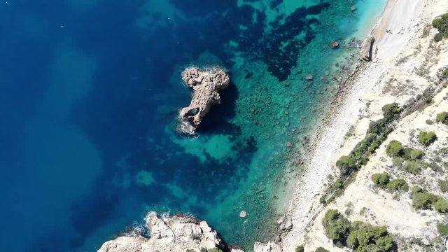 Aerial view of the mediterranean sea in from Valencia Spain.