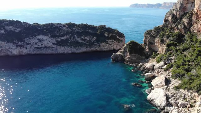 Aerial view of the mediterranean sea in from Valencia Spain.