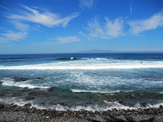 Atlantic ocean landscape. View of the island of La Gomera. Tenerife