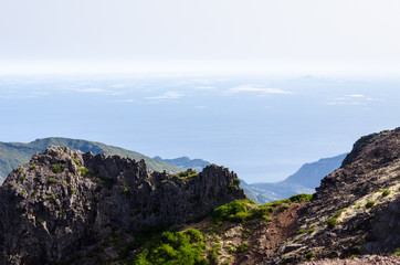 Landscape with mountains and blue sky