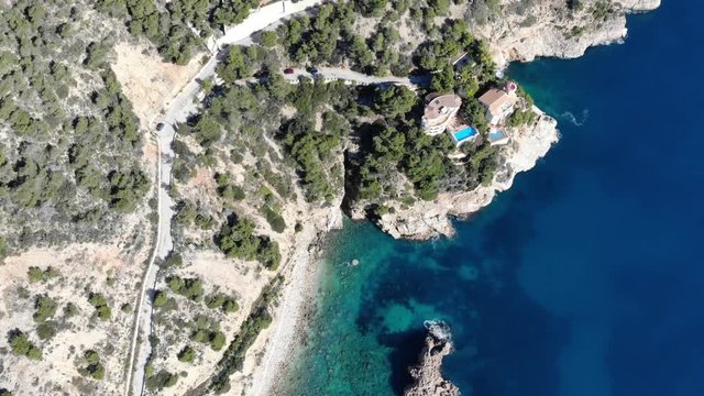 Aerial view of the mediterranean sea in from Valencia Spain.