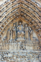 Notre Dame Cathedral, Paris. Central portal depicting the Last Judgment